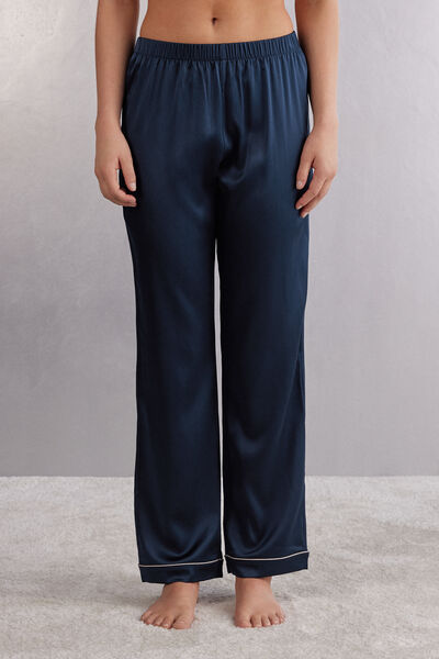Intimissimi Pantalón Largo de Seda Mujer Azul Tamaño L