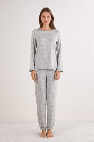 Intimissimi Pijama Largo Motivo Devoré Soft Dreams Mujer Gris Tamaño S