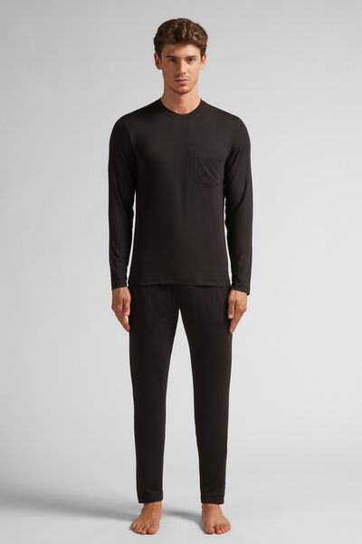 Intimissimi Pijama Largo de Micromodal Hombre Negro Tamaño XL