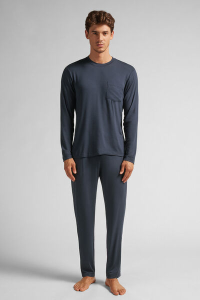 Intimissimi Pijama Largo de Micromodal Hombre Azul Tamaño XXL