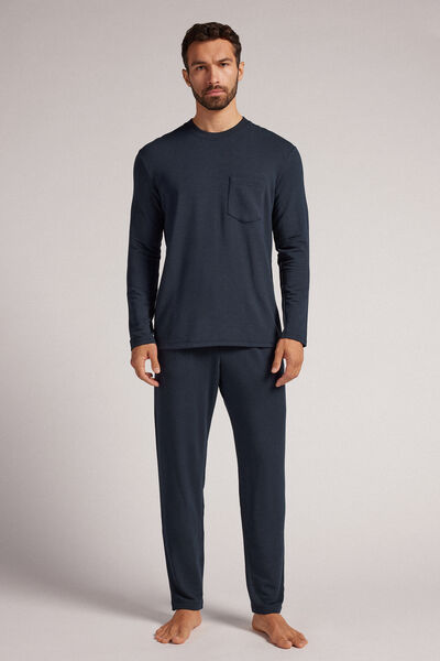 Full Length Plush Modal Pajamas Man Blue Size XL - Intimissimi - Modalova
