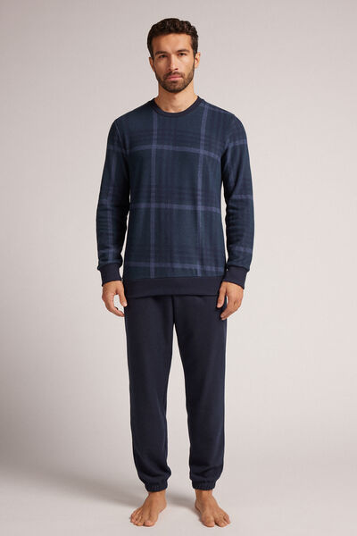 Check Pattern Tricot Full Length Pajamas Man Blue Size S - Intimissimi - Modalova
