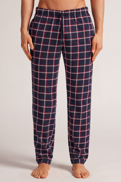 Blue/White/Red Check Print Full Length Cotton Pants Man Blue Size S - Intimissimi - Modalova