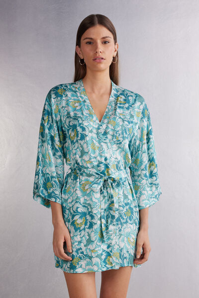 Intimissimi Kimono in Raso Emerald Flower Donna  Taglia M/L
