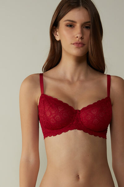 Intimissimi Reggiseno a Balconcino Daniela in Pizzo Donna Rosso Taglia 4B