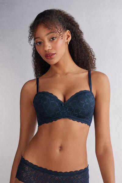 Intimissimi Reggiseno a Balconcino Claudia in Pizzo Donna Blu Taglia 1C