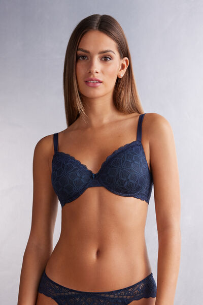 Intimissimi Reggiseno a Balconcino Francesca in Pizzo Donna Blu Taglia 6B