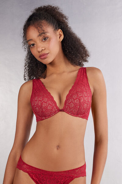 Lace balconette bra Woman, Red