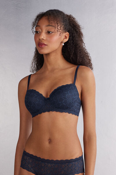 Intimissimi Reggiseno a Balconcino Sofia in Pizzo Donna Blu Taglia 5B
