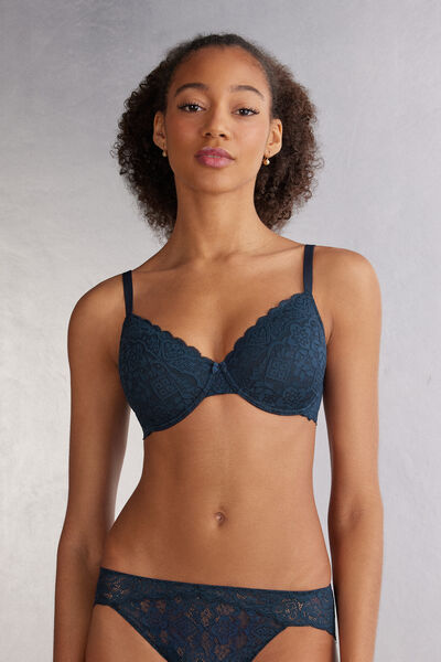 Francesca Lace Balconette Bra Woman Blue - Intimissimi - Modalova