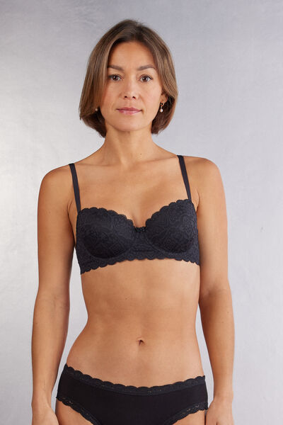 Intimissimi Sujetador Balconette de Encaje con Relleno Sofia Mujer Negro Tamaño 85C