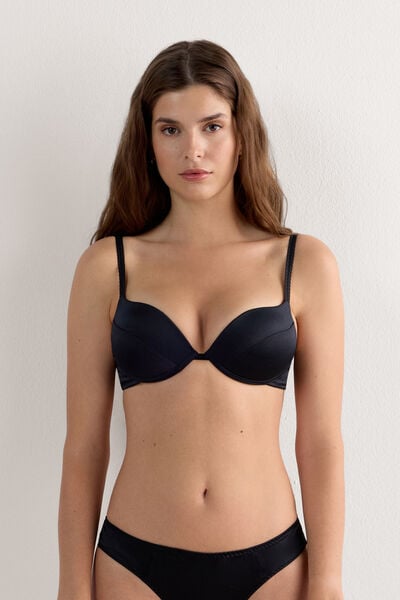 Intimissimi Sujetador Super Push-Up Simona de Seda Mujer Negro Tamaño 85C