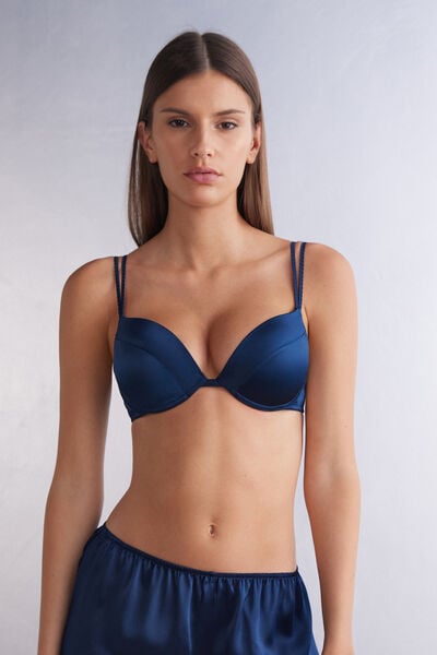 Intimissimi Sujetador Super Push-Up Simona de Seda Mujer Azul Tamaño 80C