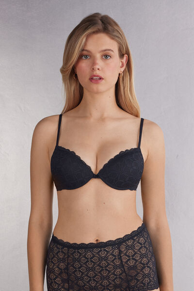 Intimissimi Reggiseno Push-up Bellissima in Pizzo Donna Nero Taglia 2C
