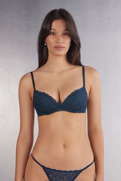 Intimissimi Reggiseno Super Push-Up Gioia in Pizzo Donna Blu Taglia 3C