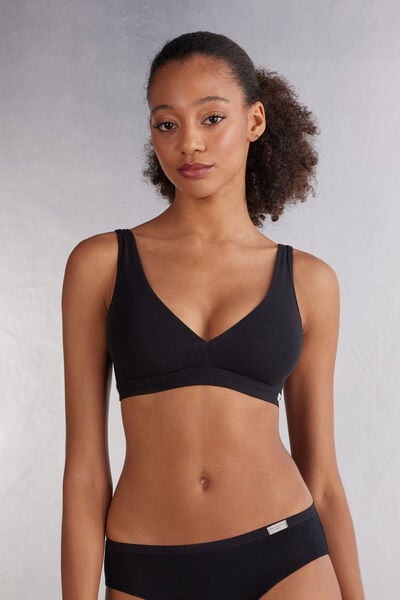 Intimissimi Sujetador de algodón sin aros triángulo Lara Mujer Negro Tamaño 90C