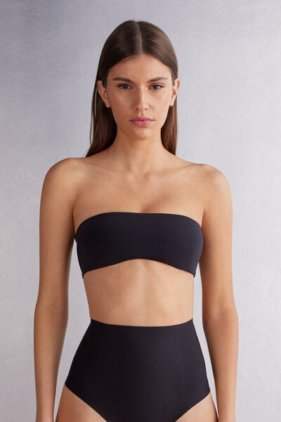 Intimissimi Sujetador Bandeau Ilaria de Microfibra Ultralight Mujer Negro Tamaño L