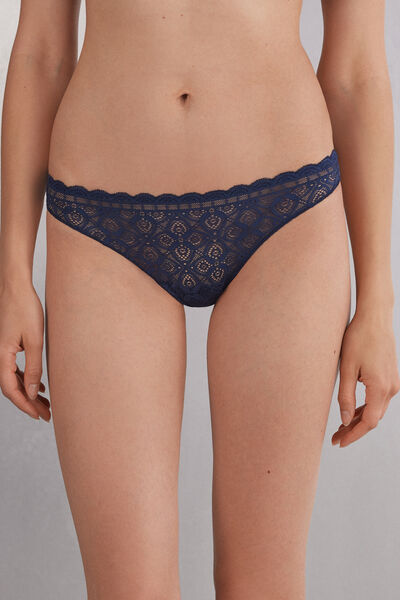 Intimissimi Brasiliana Pizzo e Microfibra Donna Blu Taglia 3