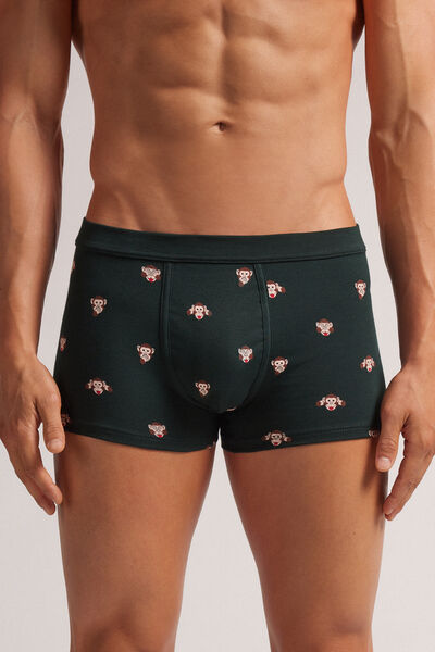 Chimp Print Superior Cotton Boxers Man Green - Intimissimi - Modalova