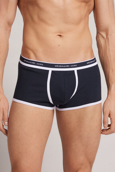 Intimissimi Boxer in Cotone Elasticizzato a Costine Uomo Blu Taglia 6