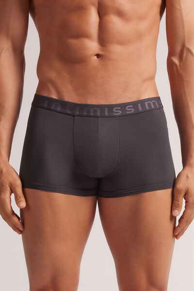 Microfiber Logo Boxer Shorts Man Grey - Intimissimi - Modalova