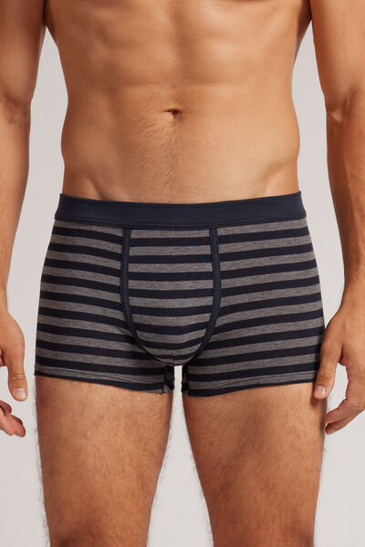Blue Grey Stripe Print Superior Cotton Boxers Man Blue - Intimissimi - Modalova