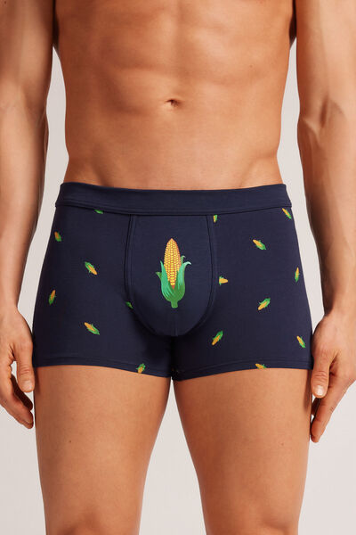 Corncob Print Superior Cotton Boxers Man Blue - Intimissimi - Modalova