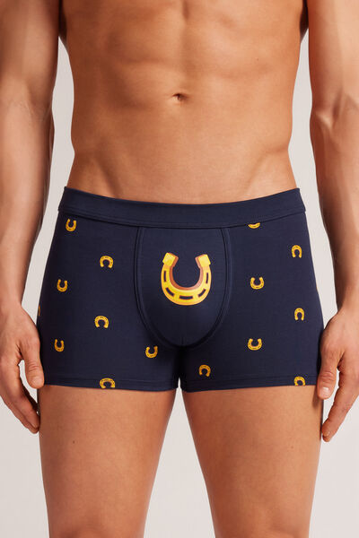 Horseshoe Print Superior Cotton Boxers Man Blue - Intimissimi - Modalova