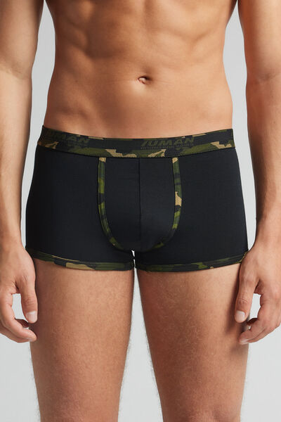 Intimissimi Bóxer Algodón Superior Ribetes Camuflaje Hombre Negro Tamaño 38
