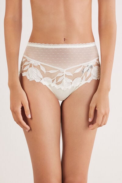 Intimissimi Culotte Brasileño Tiro Alto All About Flowers Mujer Marfil Tamaño L