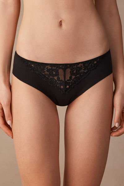 Pretty Flowers Seamless Cotton Panties Woman Black Size 4 - Intimissimi - Modalova