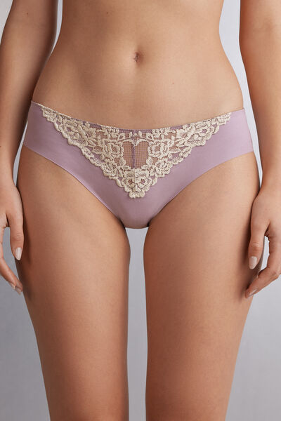 Intimissimi Slip in Cotone Senza Cuciture Pretty Flowers Donna Viola Taglia 3