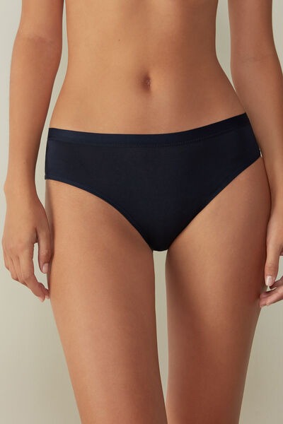 Intimissimi Slip Vita Semi-Alta in Cotone Donna Blu Taglia 2
