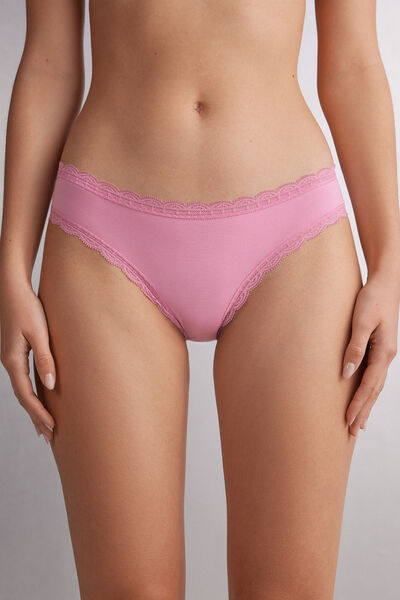 Intimissimi Slip in Cotone e Pizzo Donna Rosa Taglia 5