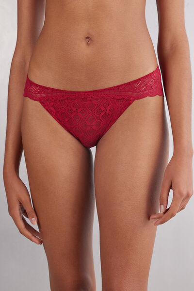 Intimissimi Slip in Pizzo Vita Bassa Donna Rosso Taglia 4