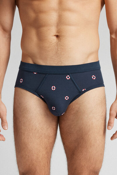Intimissimi Slip de Algodón Natural Fresh Estampado Flotadores Hombre Azul Tamaño 42