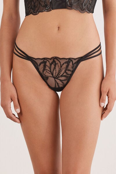 Intimissimi Tanga Dark Moon Girl Mujer Negro Tamaño S