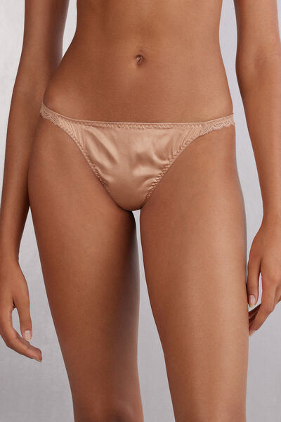 Intimissimi Perizoma in Seta e Pizzo Donna Naturale Taglia 1