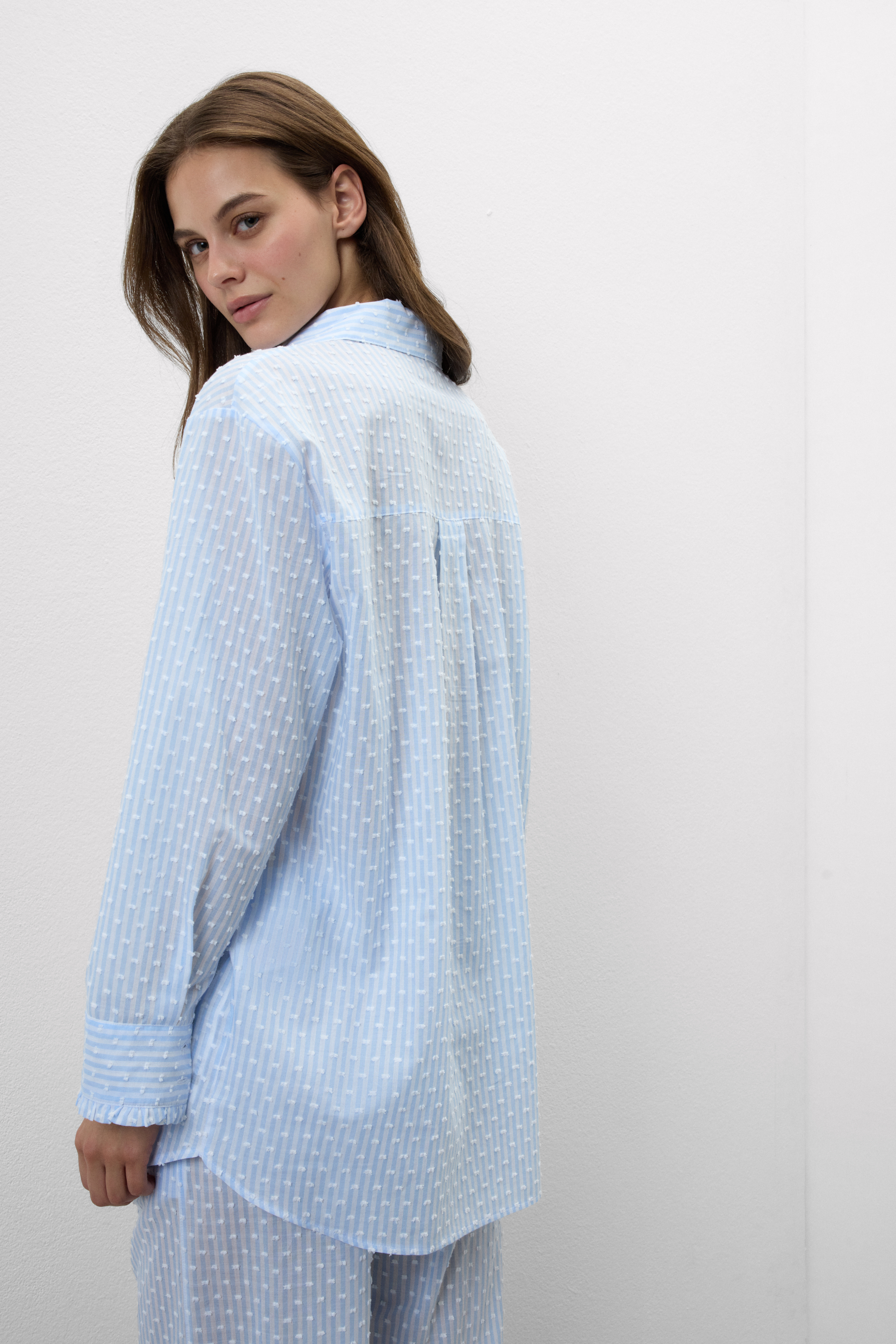 Romantic Stripes プリュムティ コットンクロス シャツ