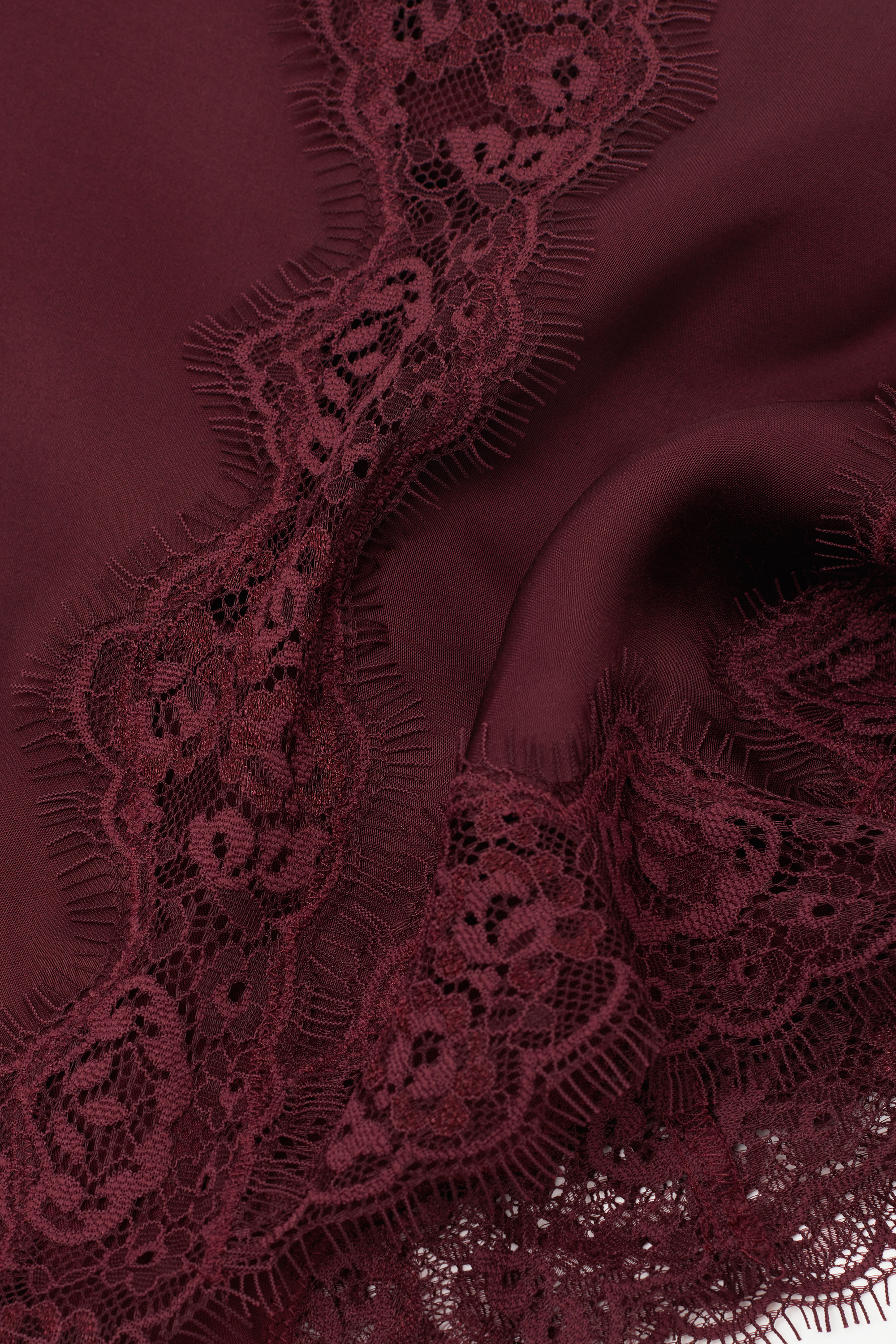 ビスコースサテン＆レース アシンメトリー スリップ