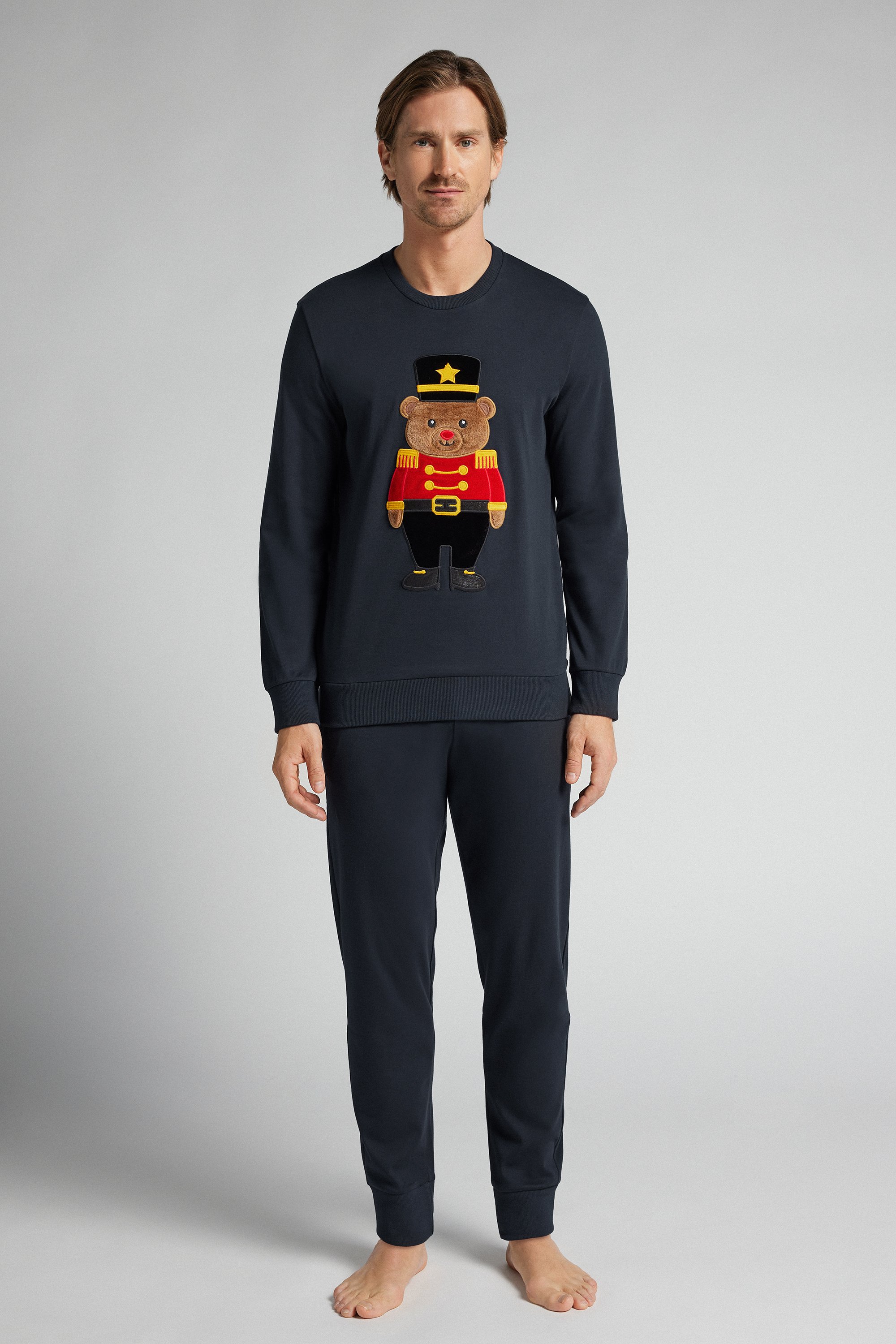 コットン インターロック くるみ割り人形ベア ロングパジャマ