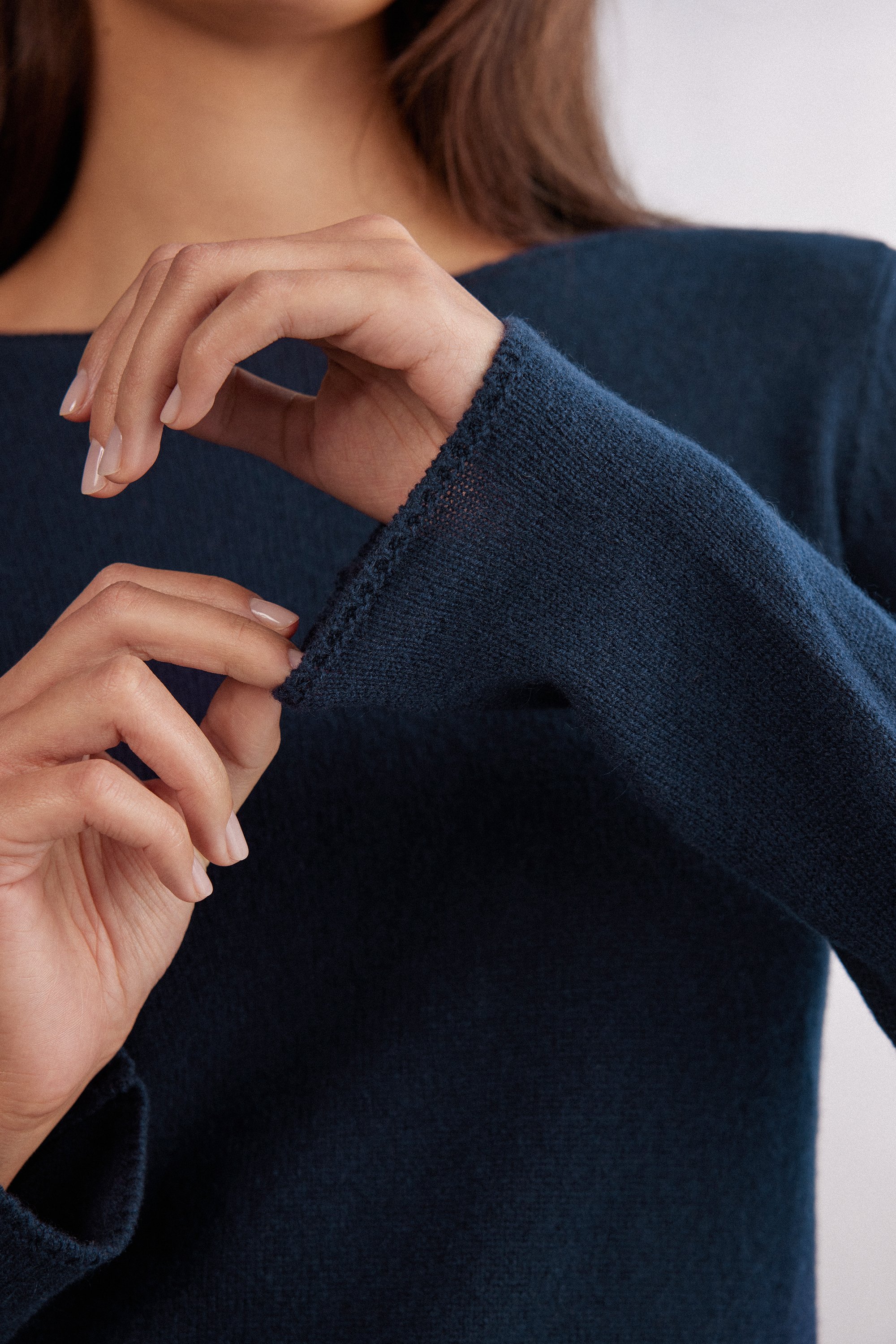 カシミヤ 100% ロングスリーブ ニット