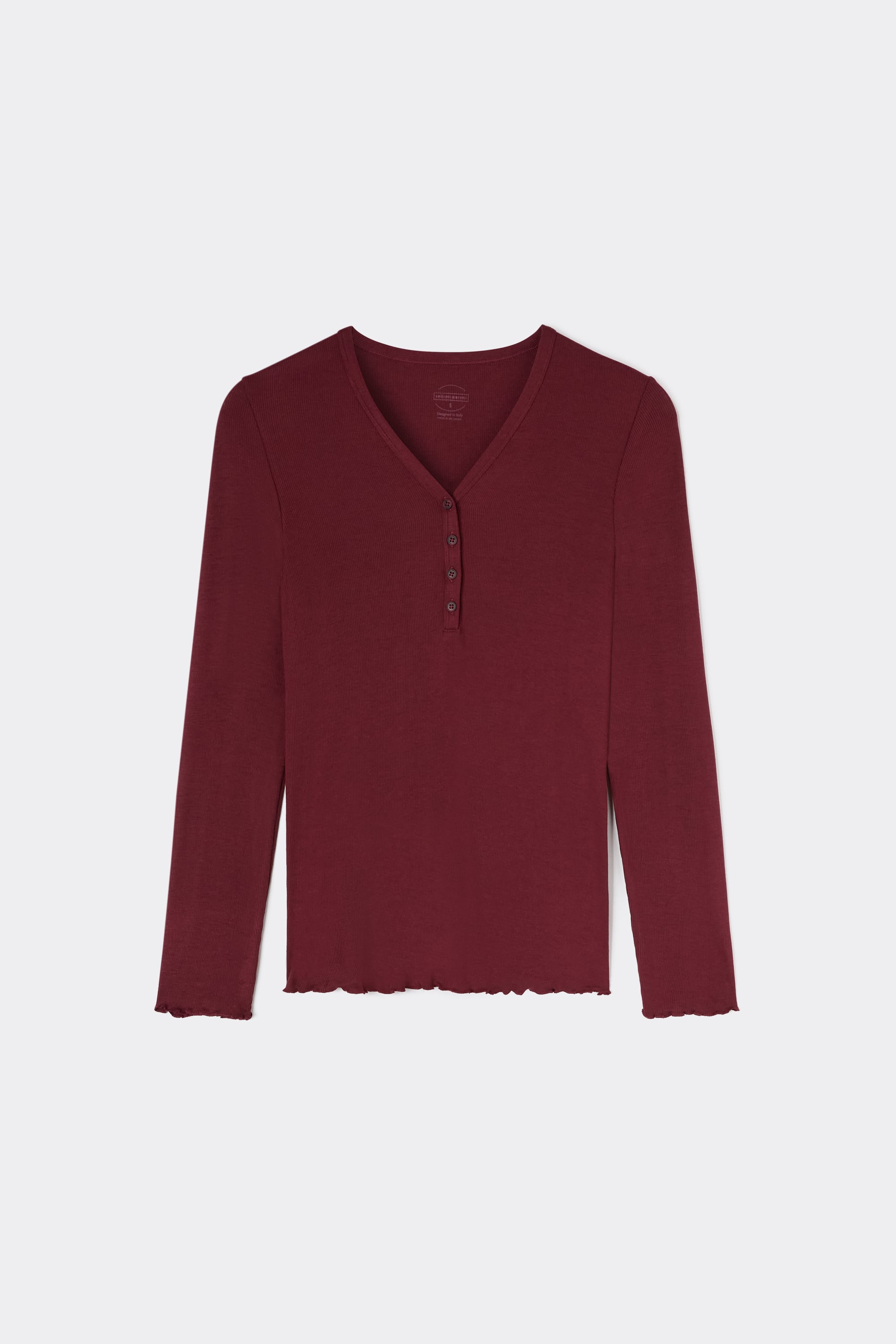 Lounging Around Long Sleeve V-Neck Top in Modal and Silk | Intimissimi