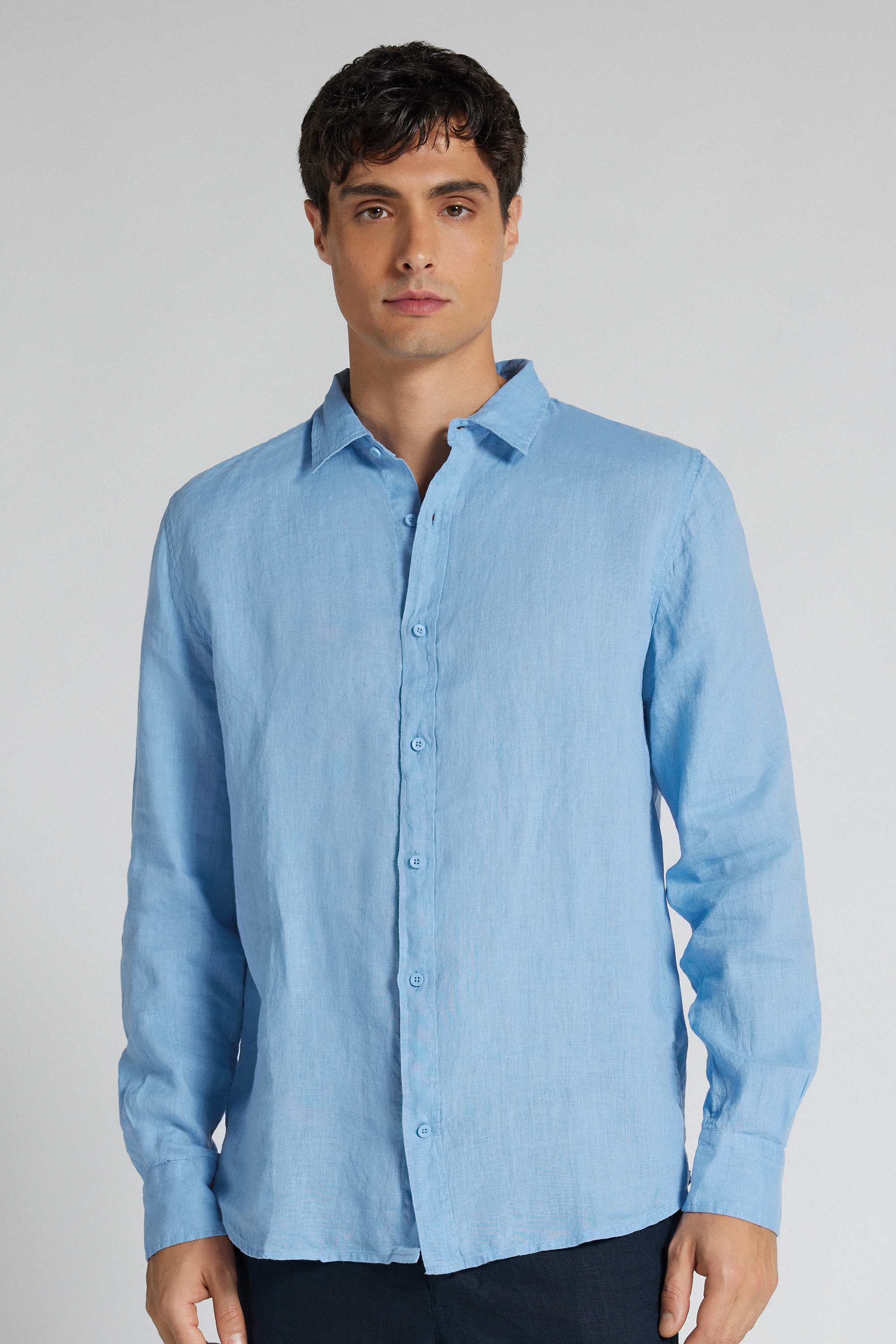 リネン100% ヨーク付き シャツ