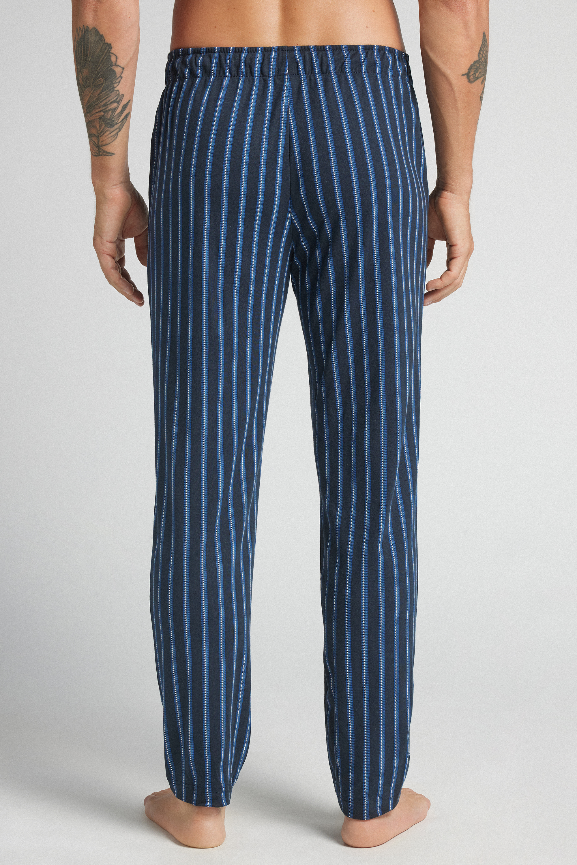 ストライプ コットン ロングパンツ