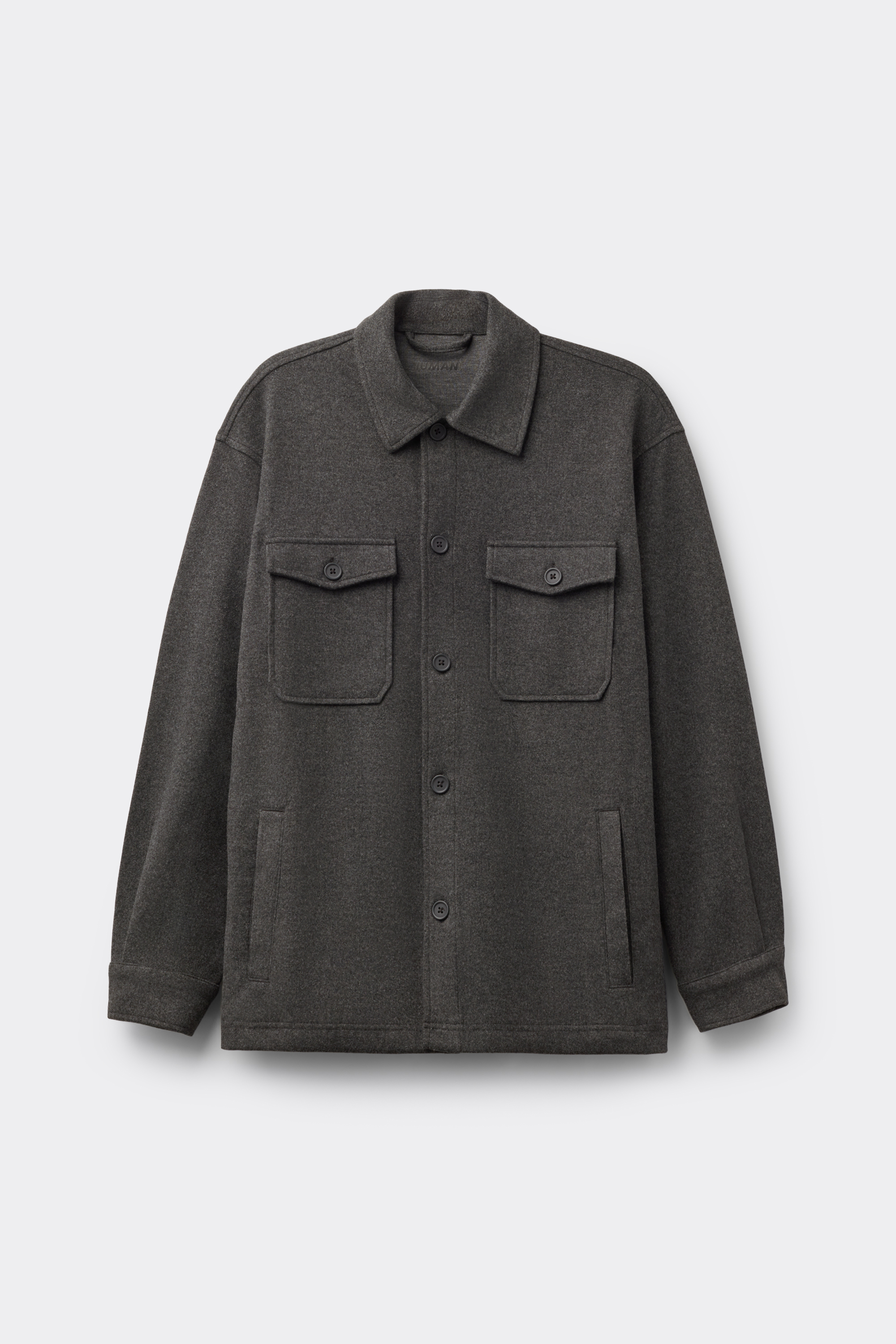 フェルト調ファブリック ボタン付き オーバーシャツ ジャケット