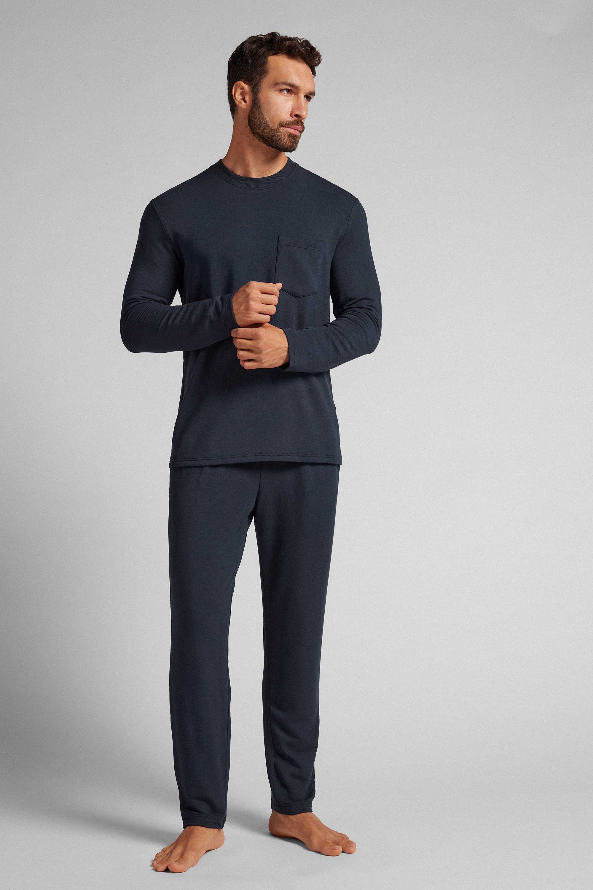 Set de pyjama long en molleton de modal