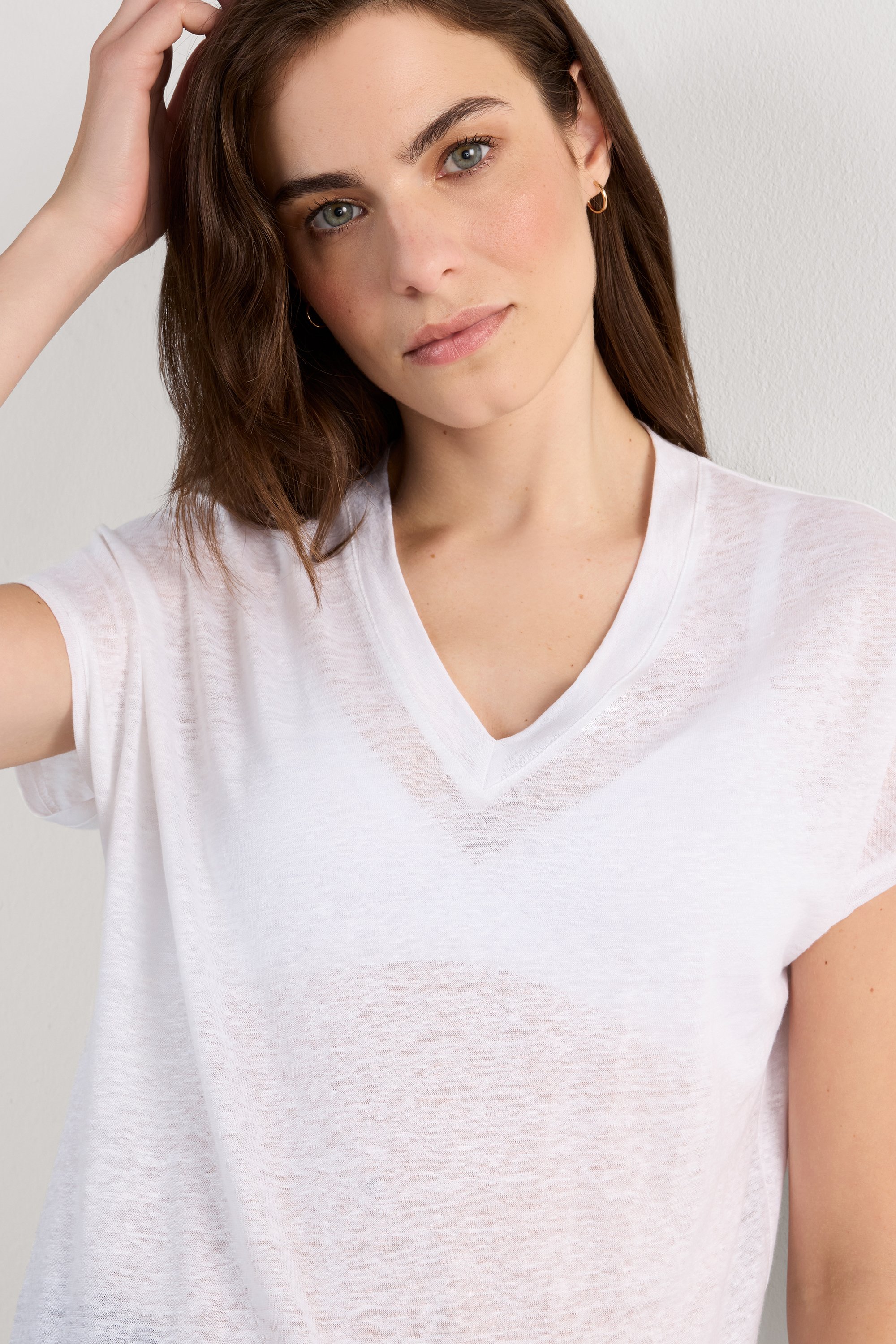 The Pure Linen リネン Vネック ショートスリーブ Tシャツ