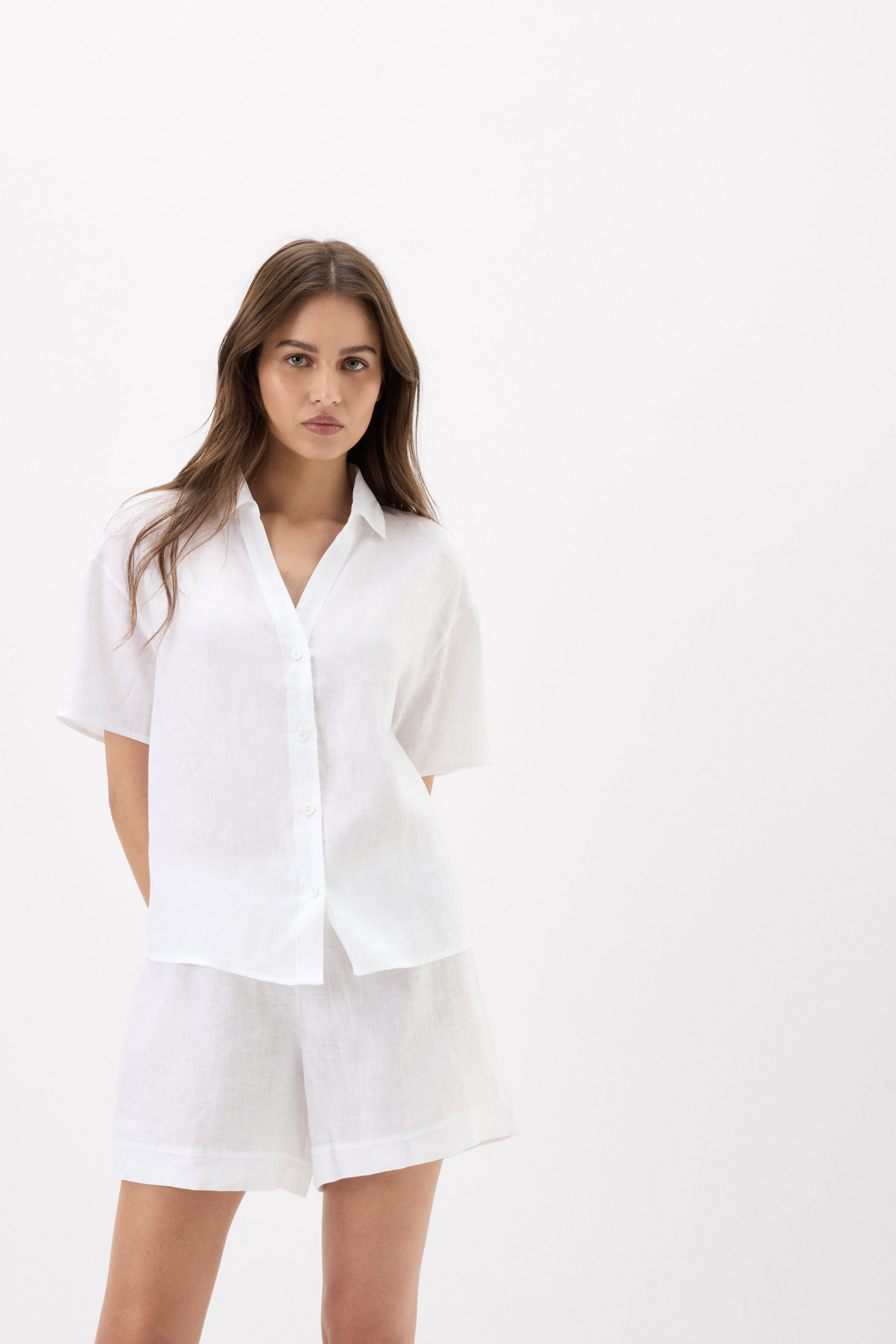 The Pure Linen リネンファブリック ショートスリーブ シャツ