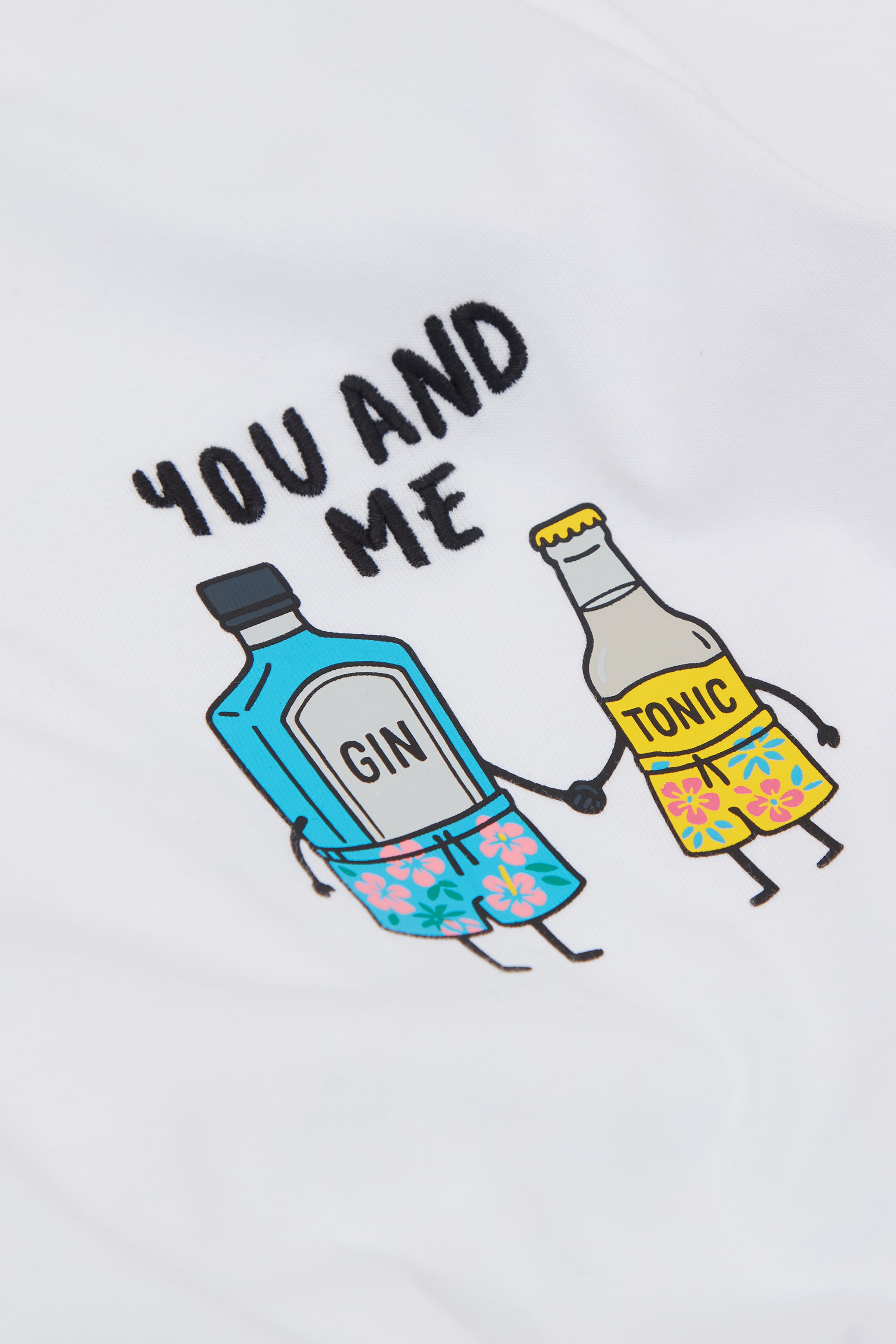 You&Me エンブロイダリープリント コットン100% Tシャツ